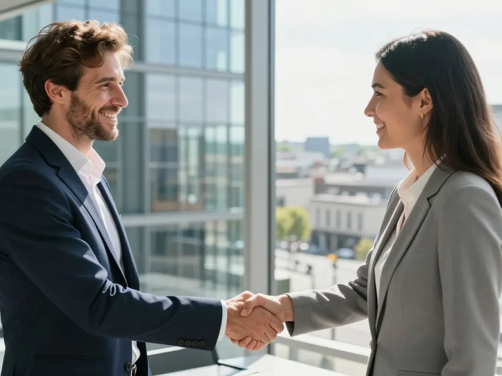 Deux experts en marketing digital analysant des graphiques de performance SEO sur une tablette dans un bureau lumineux.